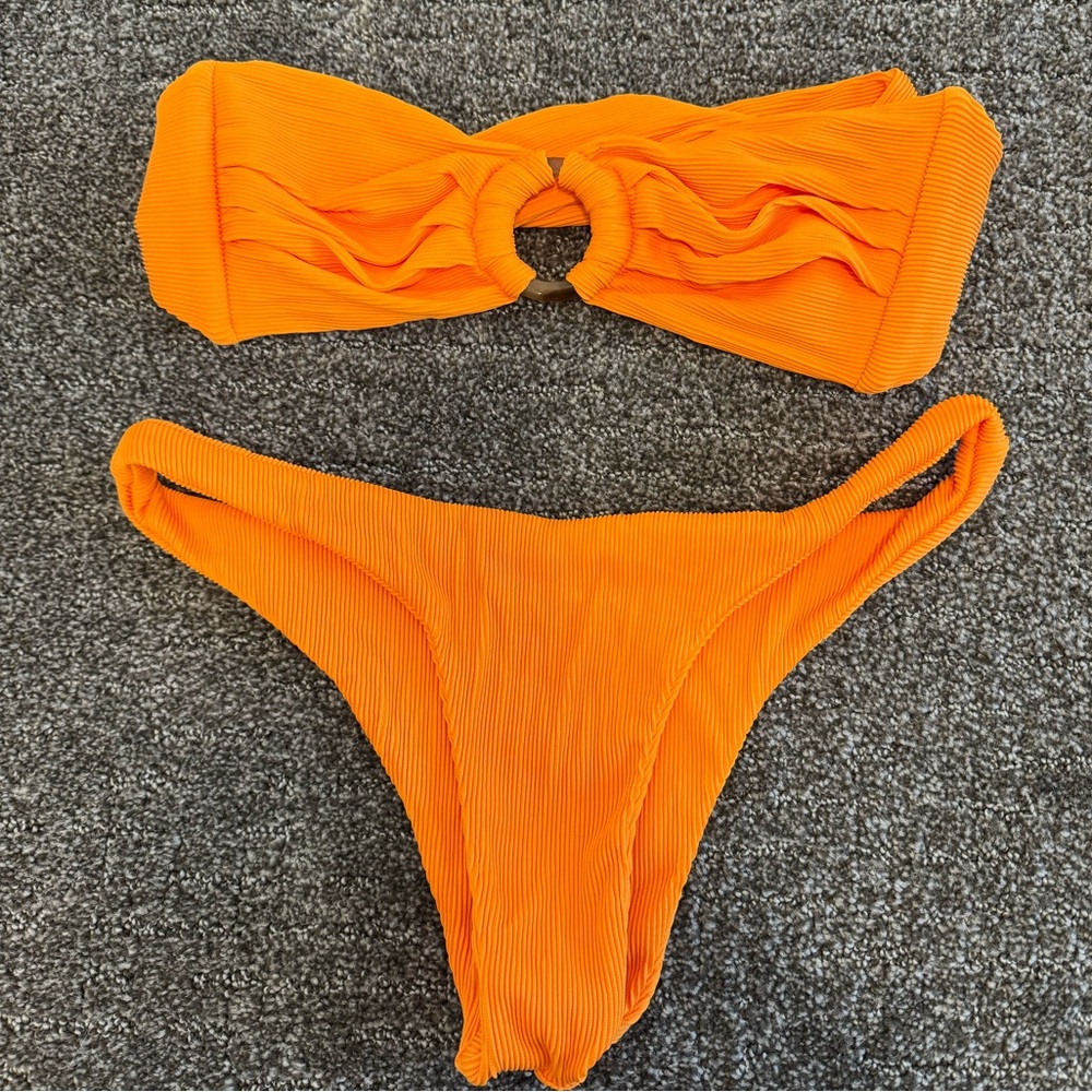 Kulani Kinis Orange Bikini Set Top Medium Bottom Large